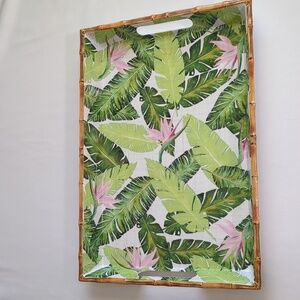 Tommy Bahama Palm Leave & Birds Of Paradise Melamine Serving Tray 19 5" X 14"